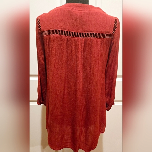 STITCH FIX EXCLUSIVE Blouse Vixbe Brand Flowy Rust Color V-Neck Sz Sm - Picture 6 of 9